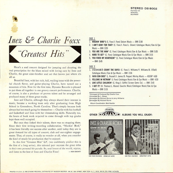 Inez And Charlie Foxx : Inez & Charlie Foxx Greatest Hits (LP, Comp)