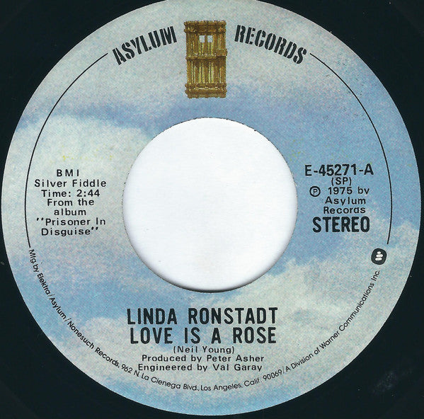 Linda Ronstadt : Love Is A Rose / Silver Blue (7", Spe)