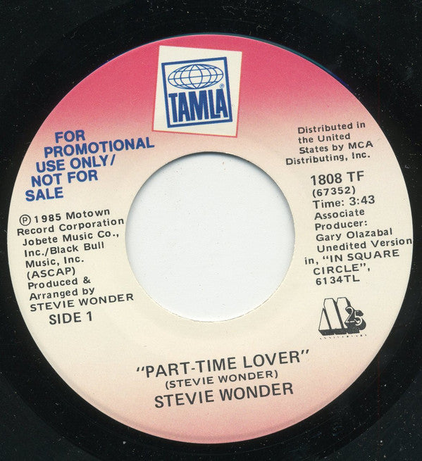 Stevie Wonder : Part-Time Lover (7", Promo)