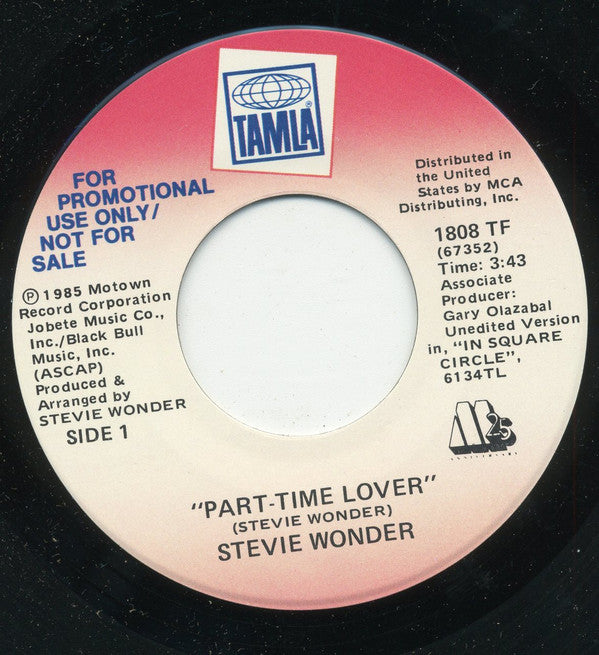 Stevie Wonder : Part-Time Lover (7", Promo)