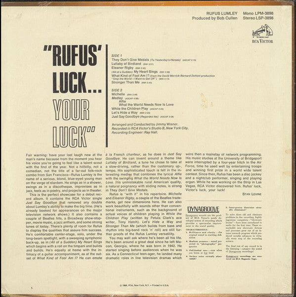 Rufus Lumley : "Rufus Luck...Your Luck" (LP, Album)