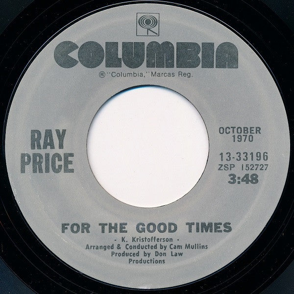 Ray Price : For The Good Times / I Won't Mention It Again (7", RE)
