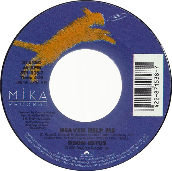 Deon Estus With George Michael : Heaven Help Me (7", Single, Styrene, Car)