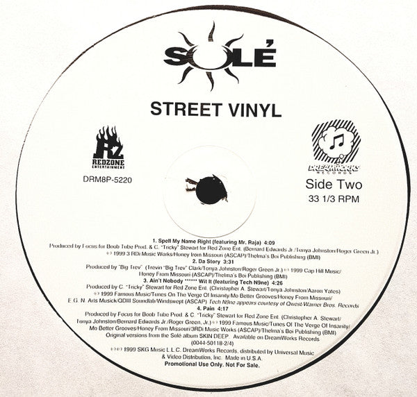 Solé : Street Vinyl (LP, Promo, Smplr)