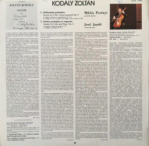 Zoltán Kodály, Miklós Perényi, Jenö Jandó : Chamber Music 3 (LP)