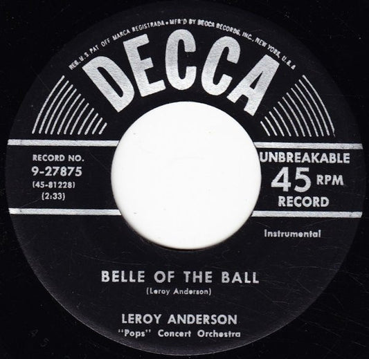 Leroy Anderson "Pops" Concert Orchestra* : Belle Of The Ball / Blue Tango (7", Ric)