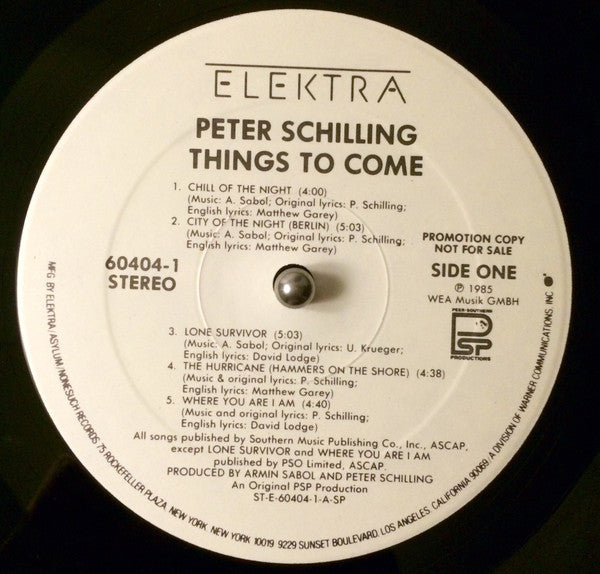 Peter Schilling : Things To Come (LP, Album, Promo)
