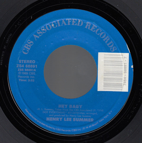 Henry Lee Summer : Hey Baby (7", Styrene)