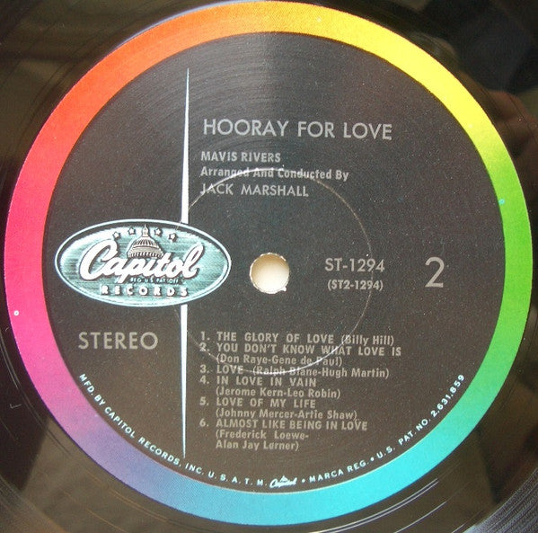 Mavis Rivers : Hooray For Love (LP, Album)