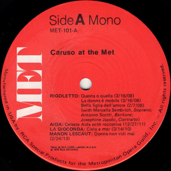Enrico Caruso : Caruso At The Met (LP, Album, Comp)