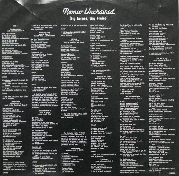 Tonio K. : Romeo Unchained (LP, Album, RP)