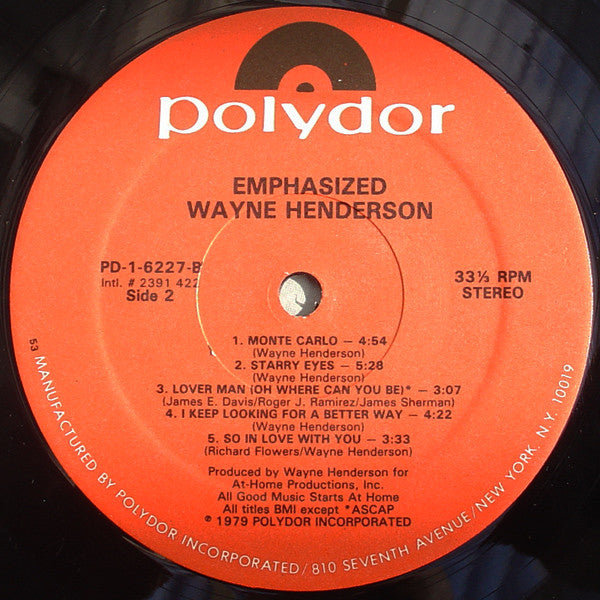 Wayne Henderson : Emphasized (LP, Album, 53 )