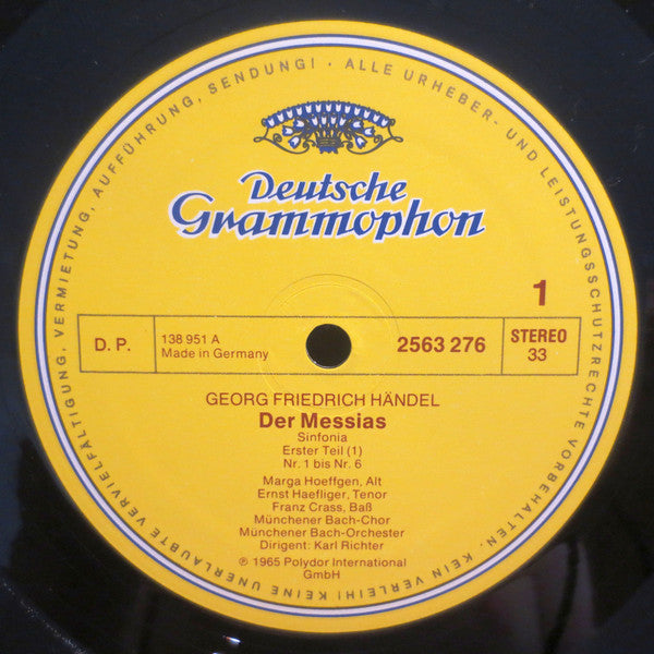 Georg Friedrich Händel, Gundula Janowitz, Marga Hoeffgen*, Ernst Haefliger, Franz Crass, Münchener Bach-Chor, Münchener Bach-Orchester, Karl Richter : Der Messias (3xLP + Box)
