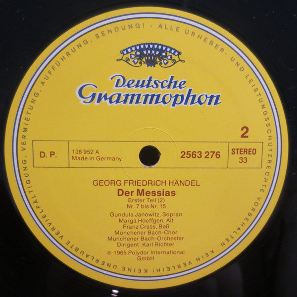 Georg Friedrich Händel, Gundula Janowitz, Marga Hoeffgen*, Ernst Haefliger, Franz Crass, Münchener Bach-Chor, Münchener Bach-Orchester, Karl Richter : Der Messias (3xLP + Box)