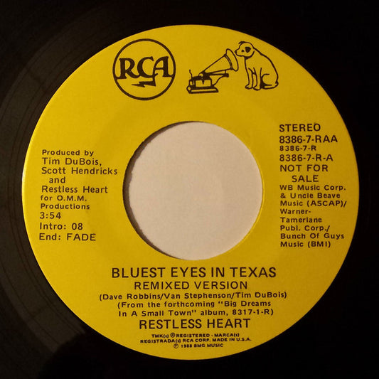 Restless Heart : Bluest Eyes In Texas (7", Single, Promo)