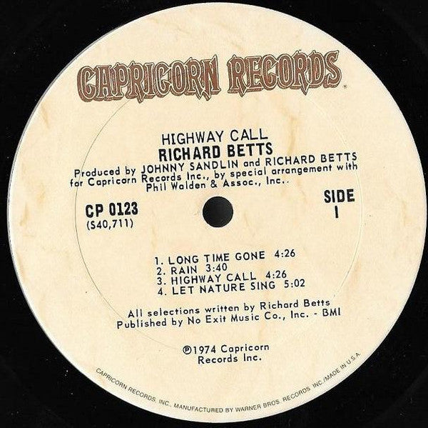 Dickey Betts : Highway Call (LP, Album, Ter)