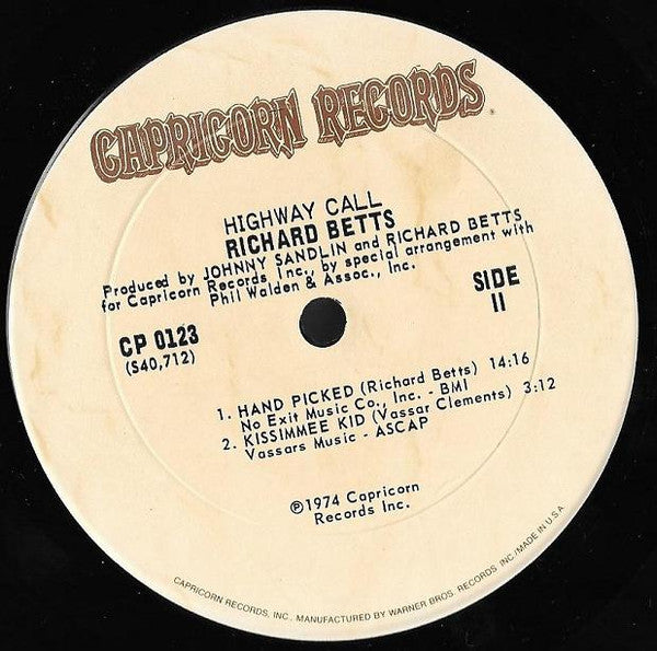 Dickey Betts : Highway Call (LP, Album, Ter)