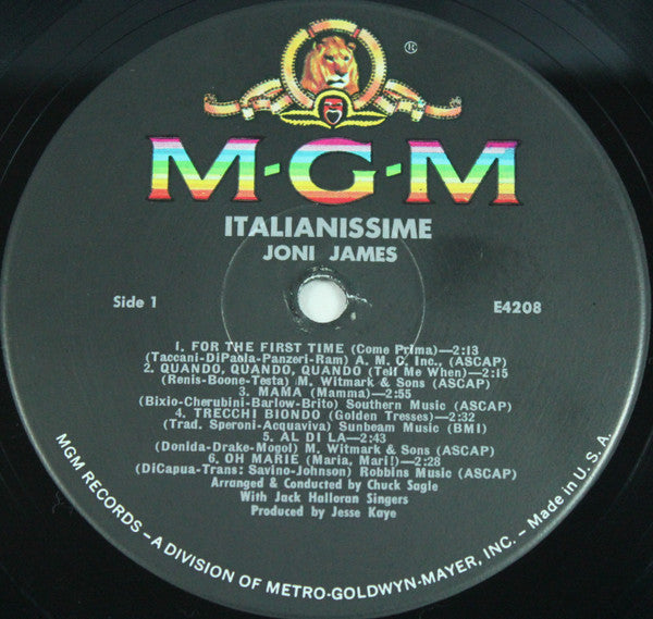 Joni James : Italianissime! (LP, Album, Mono)
