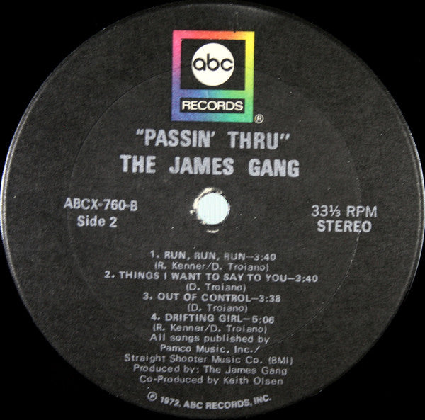 James Gang : Passin' Thru (LP, Album, Club)