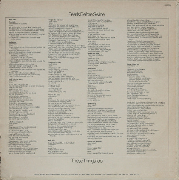 Pearls Before Swine : These Things Too (LP, Album, San)