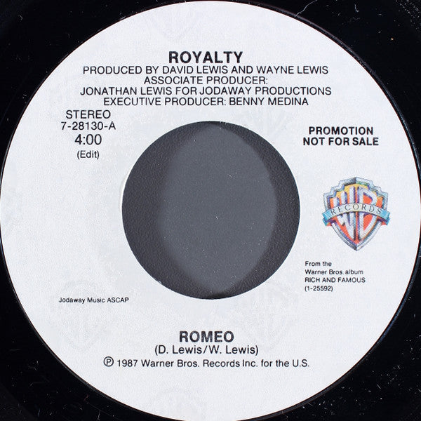 Royalty : Romeo (7", Promo, Styrene, All)