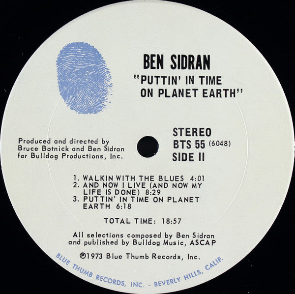 Ben Sidran : Puttin' In Time On Planet Earth (LP, Album, Pit)