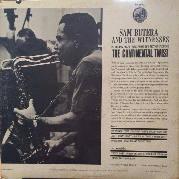 Sam Butera And The Witnesses : The Continental Twist (LP, Album)