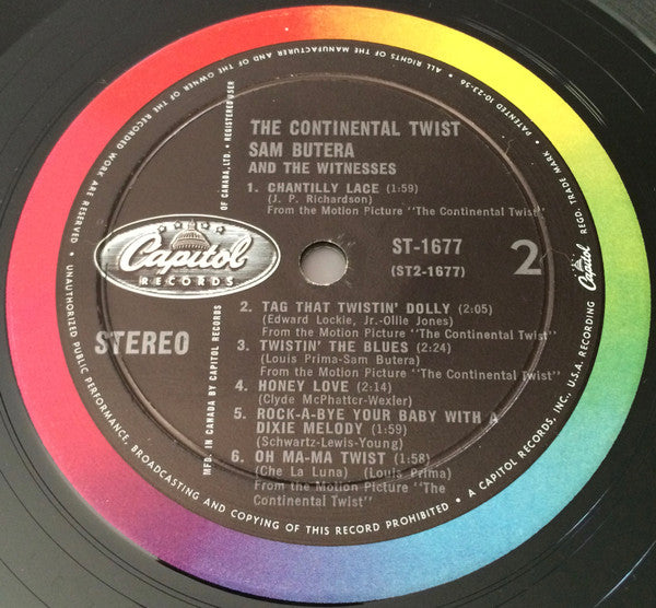 Sam Butera And The Witnesses : The Continental Twist (LP, Album)