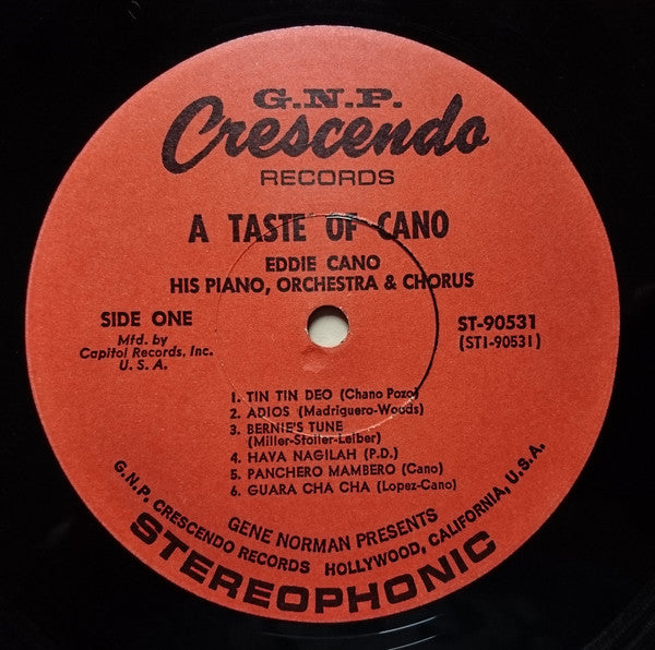 Eddie Cano, His Piano, Orchestra & Chorus : A Taste Of Cano (LP, Album, Club)