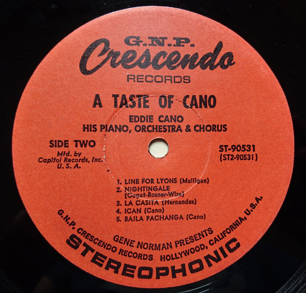 Eddie Cano, His Piano, Orchestra & Chorus : A Taste Of Cano (LP, Album, Club)