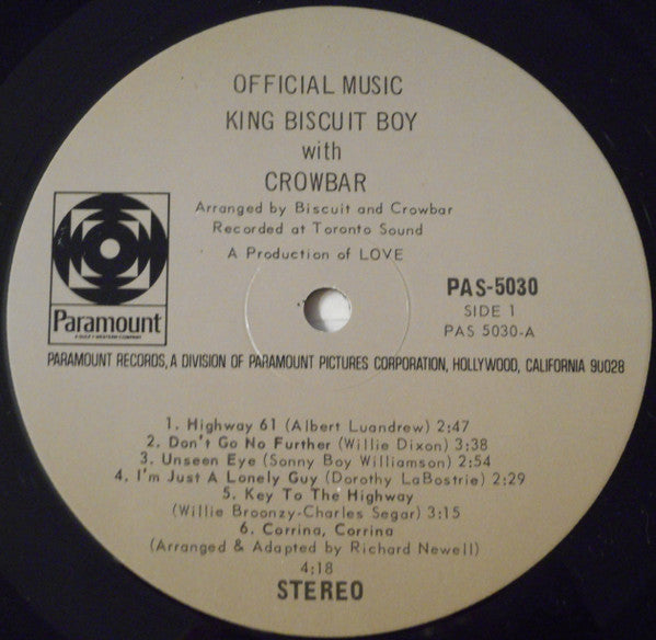 King Biscuit Boy with Crowbar (3) : Official Music (LP, Album, Ind)