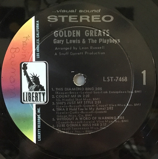 Gary Lewis & The Playboys : Golden Greats (LP, Comp, MP, Gat)