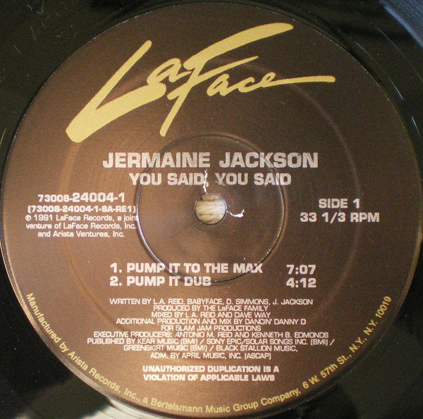 Jermaine Jackson : You Said, You Said (12")
