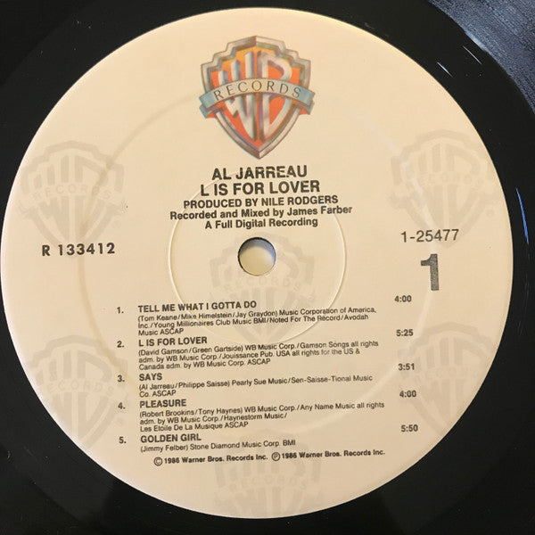 Al Jarreau : L Is For Lover (LP, Album, Club)