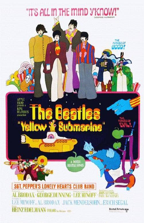 Beatles / Yellow Submarine  Reprint 1968 Poster 11" x 17"