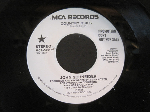 John Schneider : Country Girls (7", Promo)