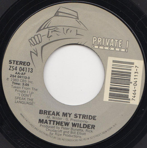 Matthew Wilder : Break My Stride (7", Car)