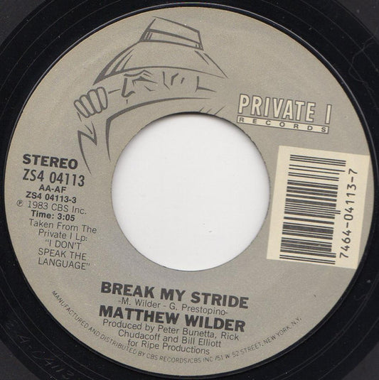 Matthew Wilder : Break My Stride (7", Car)