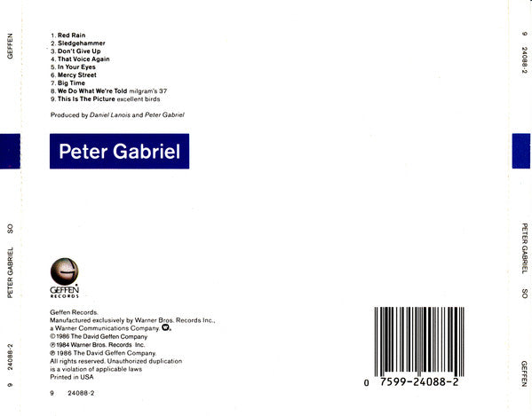 Peter Gabriel : So (CD, Album, Spe)