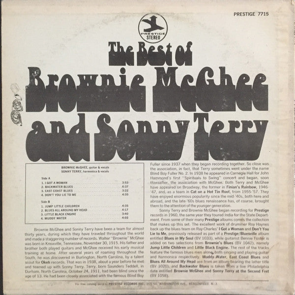 Sonny Terry & Brownie McGhee : The Best Of Brownie McGhee And Sonny Terry (LP, Comp, RP)