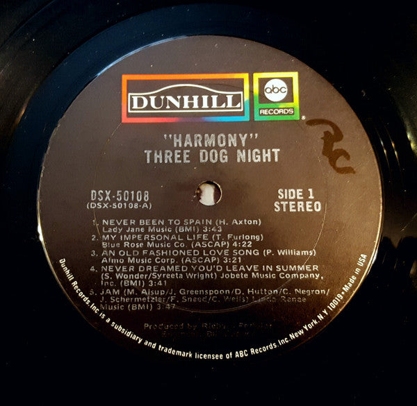 Three Dog Night : Harmony (LP, Album, Ter)