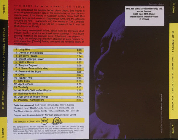 Bud Powell : The Best Of Bud Powell On Verve (CD, Comp, Club, RM)