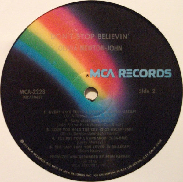 Olivia Newton-John : Don't Stop Believin' (LP, Album, RP, Pin)