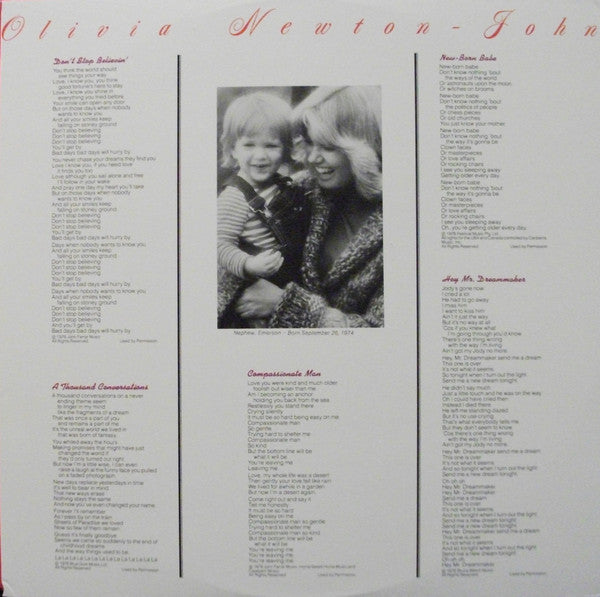 Olivia Newton-John : Don't Stop Believin' (LP, Album, RP, Pin)