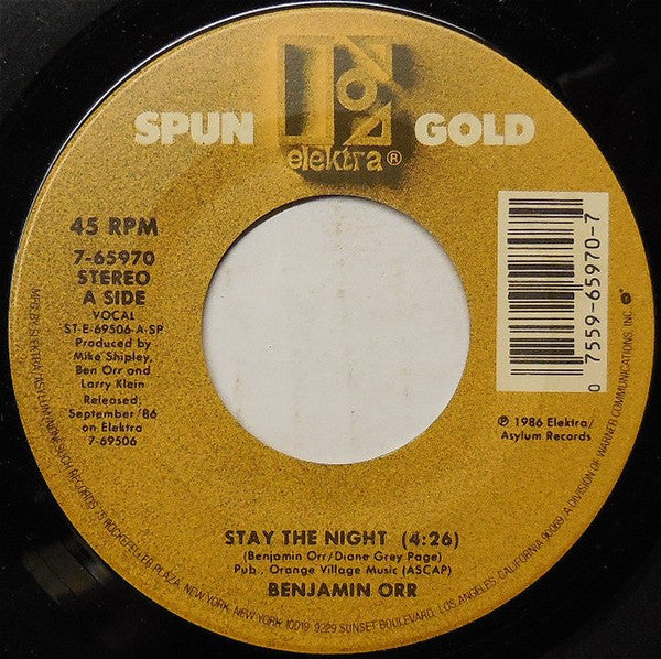 Benjamin Orr : Stay The Night / Too Hot To Stop (7", Single)