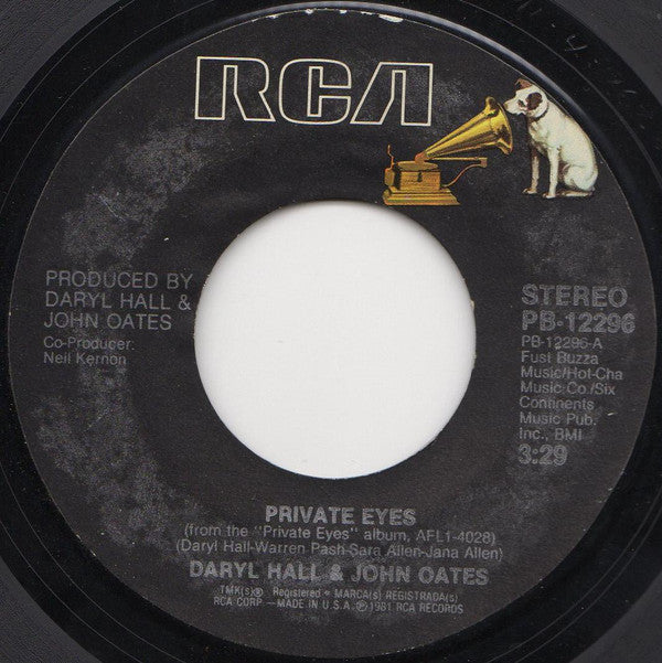 Daryl Hall & John Oates : Private Eyes (7", Styrene, Ind)