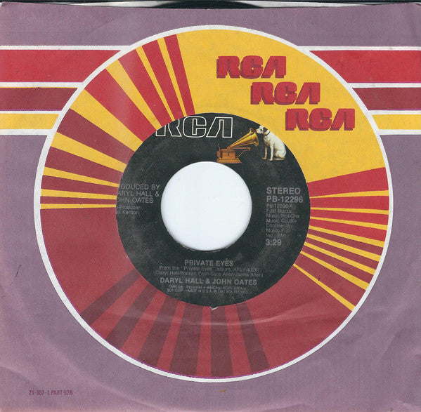Daryl Hall & John Oates : Private Eyes (7", Styrene, Ind)