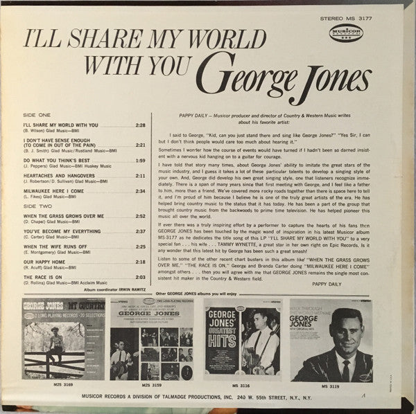 George Jones (2) : I'll Share My World With You (LP, Album, Ter)