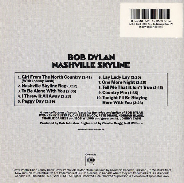 Bob Dylan : Nashville Skyline (CD, Album, Club, RE, RP, BMG)