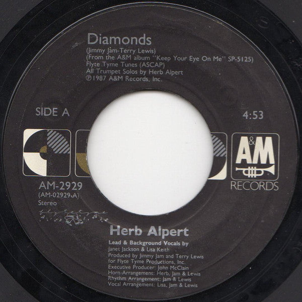 Herb Alpert : Diamonds (7", Single, Styrene, Car)